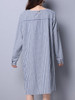 Casual Boat Neck Pocket Striped Roll-Up Sleeve Shift Dress
