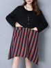 Casual Round Neck Patch Pocket Vertical Striped Shift Dress