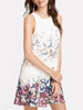 Casual Round Neck Floral Bird Butterfly Printed Shift Dress