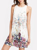 Casual Round Neck Floral Bird Butterfly Printed Shift Dress