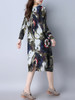 Casual Round Neck Pocket Chinoiserie Printed Sack Shift Dress Casual Round Neck Pocket Chinoiserie Printed Sack Shift Dress