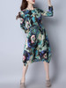 Casual Round Neck Pocket Chinoiserie Printed Sack Shift Dress Casual Round Neck Pocket Chinoiserie Printed Sack Shift Dress