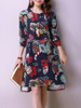 Casual Round Neck Pocket Floral Printed High-Low Shift Dress