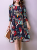 Casual Round Neck Pocket Floral Printed High-Low Shift Dress
