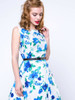 Casual Floral Printed Graceful Vintage Boat Neck Skater Dress