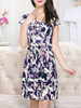 Casual Designed Classic V-Neck Printed Skater Dress