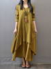 Casual V-Neck Solid Double Layer Maxi Dress