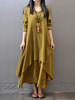 Casual V-Neck Solid Double Layer Maxi Dress