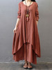Casual V-Neck Solid Double Layer Maxi Dress