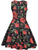 Casual Sweet Heart Pleated Bodice Skater Dress In Floral Printed