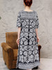 Casual Round Neck Printed Loose Maxi Dress With Half Sleeve