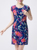 Casual Fantastic Round Neck Feather Printed Bodycon Dress