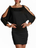 Casual Solid-Color Open Shoulder Bodycon Dress