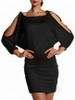 Casual Solid-Color Open Shoulder Bodycon Dress