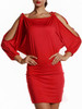 Casual Solid-Color Open Shoulder Bodycon Dress