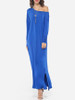 Casual Side Slit Glamorous Round Neck Maxi-dress Casual Side Slit Glamorous Round Neck Maxi-dress