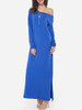 Casual Side Slit Glamorous Round Neck Maxi-dress Casual Side Slit Glamorous Round Neck Maxi-dress