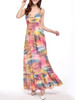 Casual Spaghetti Strap Backless Printed Plus Size Maxi Dress