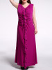 Casual Cascading Ruffles Plain V-Neck Swing Plus Size Maxi Dress