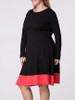 Casual Round Neck Color Block Plus Size Flared Dress