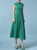 Casual Band Collar Keyhole Plain Chiffon Plus Size Maxi Dress