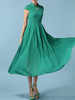 Casual Band Collar Keyhole Plain Chiffon Plus Size Maxi Dress