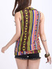 Casual V-Neck Tribal Printed Vertical Striped Sleeveless T-Shirt