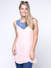 Casual Rhinestone Round Neck Color Block Blouse