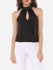 Casual Hollow Out Patchwork Plain Designed Band Collar Blouse Casual Hollow Out Patchwork Plain Designed Band Collar Blouse
