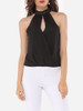 Casual Hollow Out Patchwork Plain Designed Band Collar Blouse Casual Hollow Out Patchwork Plain Designed Band Collar Blouse