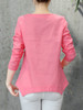 Casual Round Neck Asymmetric Hem Patch Plain Blouse