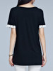 Casual Round Neck Decorative Lace Short Sleeve T-Shirt