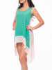 Casual High-Low Color Block Hollow Out Blouse