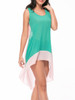 Casual High-Low Color Block Hollow Out Blouse