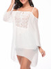 Casual Open Shoulder Hollow Out Plain Blouse