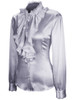 Casual Band Collar Cascading Ruffles Solid Blouse
