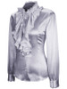Casual Band Collar Cascading Ruffles Solid Blouse