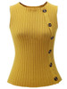 Casual Crew Neck Decorative Button Plain Sleeveless T-Shirt