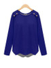 Casual Round Neck Decorative Button Plain Casual T-Shirt