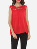 Casual Hollow Out Lace Patchwork Plain Captivating Crew Neck Blouse