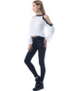 Casual Open Shoulder Loose Fitting Contrast Trim Blouse
