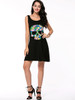 Casual Round Neck Multi-Color Skull Printed Sleeveless Shift Dress