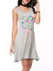 Casual Round Neck Multi-Color Skull Printed Sleeveless Shift Dress
