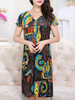 Casual V-Neck Patch Pocket Printed Brilliant Shift Dress