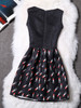 Casual Round Neck Lipstick Printed Skater Dress