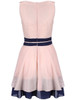Casual Ladylike Color Block Round Neck Bowknot Chiffon Skater Dress