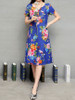 Casual Floral Printed Round Neck Slit Pocket Shift Dress Casual Floral Printed Round Neck Slit Pocket Shift Dress