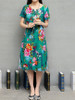 Casual Floral Printed Round Neck Slit Pocket Shift Dress Casual Floral Printed Round Neck Slit Pocket Shift Dress