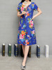 Casual Floral Printed Round Neck Slit Pocket Shift Dress Casual Floral Printed Round Neck Slit Pocket Shift Dress
