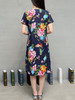 Casual Floral Printed Round Neck Slit Pocket Shift Dress Casual Floral Printed Round Neck Slit Pocket Shift Dress